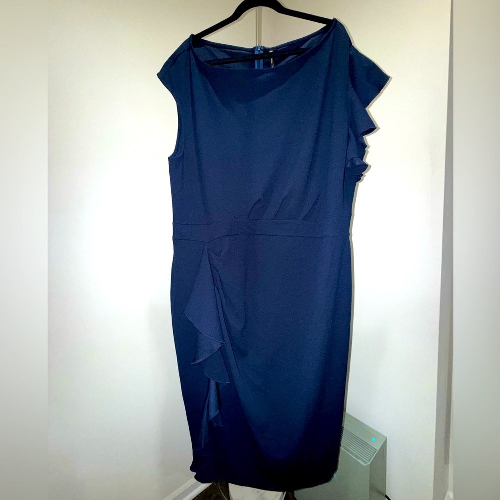 ✨🦋 NWT Mussol Navy Ruffle Sheath Dress | Size 5XL ✨